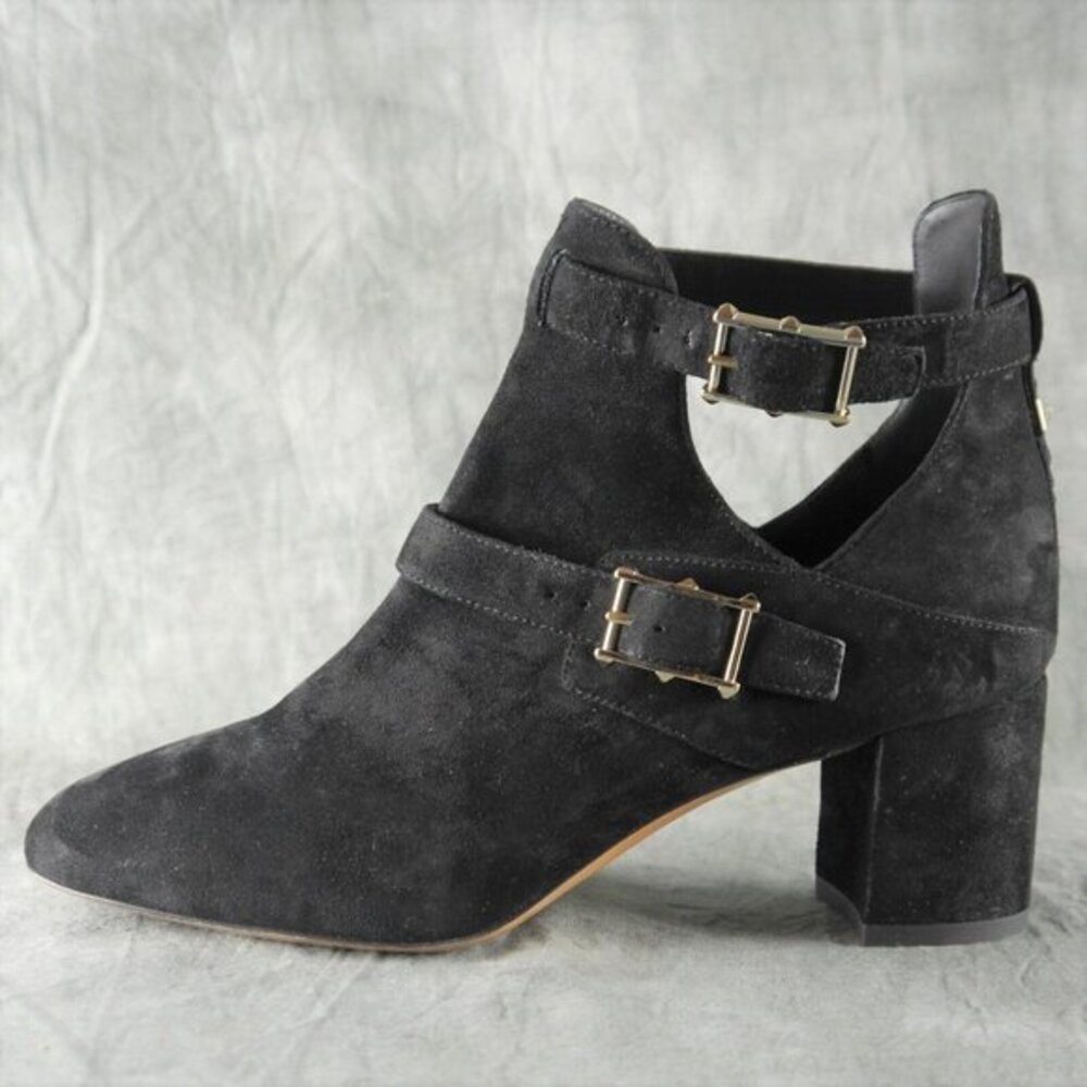 VALENTINO Garavani Italian Suede Black "Hitch On" Buckled Ankle Boot EU 35.5 ANB